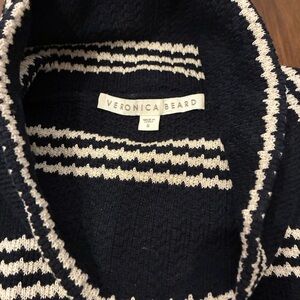 Veronica Beard Navy and White Striped Turtleneck Sweater